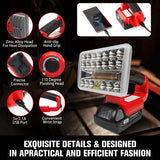 18W 2000LM LED Work Portable Outdoor Camping Light Rechargeable Lamps Flashlight for Milwaukee 18V Li-ion Battery