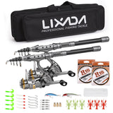 1.5/1.8/2.1/2.4m Fishing Pole Combo Set 2pcs Rod and Reel Telescopic Fishing Rod Carbon Fiber Spinning Reels Fishing Accessories