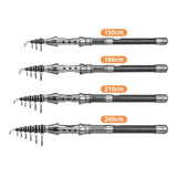 1.5/1.8/2.1/2.4m Fishing Pole Combo Set 2pcs Rod and Reel Telescopic Fishing Rod Carbon Fiber Spinning Reels Fishing Accessories