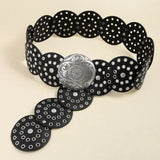 1 Piece Fitted With Hollow Retro Wide Belt Round Iron Sheet Baroco Style