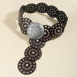 1 Piece Fitted With Hollow Retro Wide Belt Round Iron Sheet Baroco Style