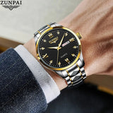 100%Original ZUNPAI Watch For Men Waterproof Stainless Steel Fashion Luxury Men Watches Waterproof Luminous Quartz WristWatch