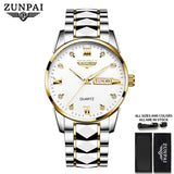 100%Original ZUNPAI Watch For Men Waterproof Stainless Steel Fashion Luxury Men Watches Waterproof Luminous Quartz WristWatch