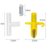 100 Sets Rabbit Water Nipple Drinking Abs Material Spring Three - Way Pipe Animal Drinking Fountains Farm Animal Supplies Yellow