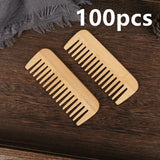 100 pcs Eco-Friendly Bamboo Wide Tooth Comb Hair Brushes Biodegradeable Wood Hair Comb Anti-Static Detangling Combs Wholesale
