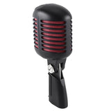 1 Piece Professional Classic Retro Dynamic Vocal Microphone Black & Red Metal Swing Mic For Live Performance Karaoke