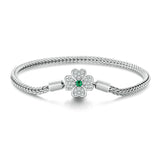 Green Zircon Lucky Four Leaf Grass Basic Bracelet