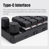 USB ro Custom Mini 12 Keys 2 Knob Programming DIY nical Keyboard Gaming Drawing Switch Portable Hot-swap Keypad
