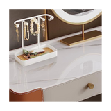 Organizer Stand, Necklaces Holder with Wooden Tray, Necklace Display Stand Jewelry Storage Hooks White