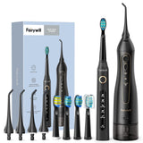 Fairywill Water Dental Flosser Teeth Portable Cordless USB Oral Irrigator Cleaner IPX7 Waterproof Electric Toothbrush Set Home