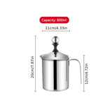 1pc 400/800ML Manual Milk Frother Foam Maker Stainless Steel Thickened Double Mesh Cream Milkshake Coffee Cappuccino Beater