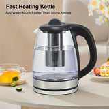 1pc, Electric Kettle -2.2L Water Pot 1500 Watt Coffee And Tea Pot Borosilicate Glass Easy To Clean, Wide Opening, Automatic Closing