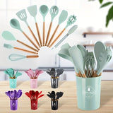 12pcs, Complete Kitchen Utensil Organizer Set with Spatula, Ladle, Oil Brush, Whisk, and More