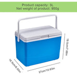 3L Insulated Portable Cooler with Handle Car Refrigerator Heat Preservation Picnic Ice Bucket for Camping Tailgating
