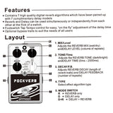 ammoon POCKVERB & Guitar Effect Pedal Reverb + 7 Delay Effects With Tap Tempo Function True Bypass