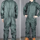 2PCS Motorcycle Raincoat /Conjoined Raincoat/Overalls Men And Women Fission Suit Rain Coat XL, Black & Armygreen