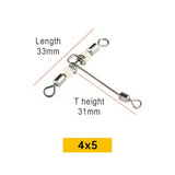 10pcs Luminous Fishing swivels T-Shape 3 Way Rolling Swivel Cross-Line Barrel Swivel with beads Sea Fishing hook