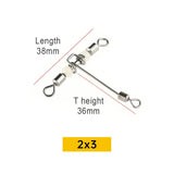 10pcs Luminous Fishing swivels T-Shape 3 Way Rolling Swivel Cross-Line Barrel Swivel with beads Sea Fishing hook