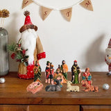 10pcs Resin Holy Family Nativity Figurine Set Jesus Figurines Christmas Ornaments Decor Nativity Scene Set Tabletop Decoration