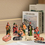 10pcs Resin Holy Family Nativity Figurine Set Jesus Figurines Christmas Ornaments Decor Nativity Scene Set Tabletop Decoration