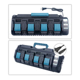 DC18SF 4-Port Charger Black Charger For Makita Battery 14.4V 18V 3.0Ax4 Li-Ion BL1830, BL1830B, BL1840, BL1840B, BL1850, EU Plug