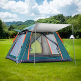 Quick Open Automatic Camping Tent with Canopy - Sun-Protection Beach Travel Tent for Family of 3-4/4-6 People