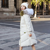 Mid-length hooded down jacket