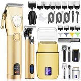 Resuxi 978 Metal Body Clipper LCD Digital Display Men's Oil Engraving Electric Razor Set Hair Trimmer for Men