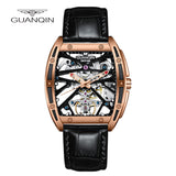 GUANQIN Leather Strap Watch Mens Automatic Tourbillon Waterproof Watch Luxury Brand Mechanical Accessories Men Relogio Masculino