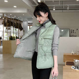 Women's stand-up collar down cotton vest
