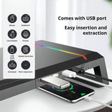 Color-changing Led Lights Ergonomic Work Setup Computer Rgb Monitor Stand Riser Strong Load-bearing for Laptop
