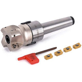 1Pc MT3-FMB-Shank 50mm Face End Mill CNC Milg Cutter + 4Pcs APMT1604 Inserts with Wrench and Box for Plate Cutting Pi