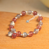 Natural Grey Moonstone Bracelet Strawberry Crystal