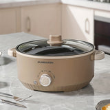 1pc UK Plug Steamers, Multifunctional Household Black Ceramic Crystal Nonstick Pot, Mechanical Three-speed Double-layer