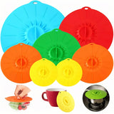 7pcs, Silicone Lids, Microwave Splatter Covers, 5 Sizes Reusable Heat Resistant Food Suction Lids Fits Cups,