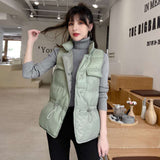 Women's stand-up collar down cotton vest