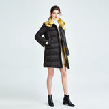 Stand collar hooded white duck down jacket