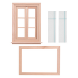 1:12 Dollhouse Miniature Wooden 6 Pane Frame and Glass Plate House Diy Double Window Accessories for Doll