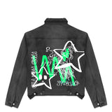 Hand drawn doodle happy denim jacket