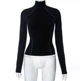 Women's Fashion Long-sleeve Zipper Base All-matching Top