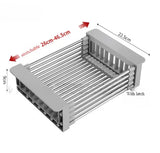 1PC Retractable Drain Basket with Adjustable Armrest Stainless Steel Drying Dish Rack Kitchen Sink Storage basket drain rack