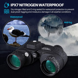 10x50HD Marine Military Binoculars with Rangefinder IPX7 Waterproof BAK4 Prism FMC Lens  with Compass and Shoulder Harness Strap