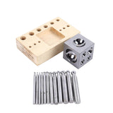 14 Piece Dapping Doming Punch Block Set for Jewelry Making Heavy Duty Stainless Steel Metal Forming Tool Kit with Wooden Base