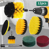 12pcs Electric Drill Brush Head Cleaning Household Universal Tools Floor Tile Polishing Kitchen Bathroom Car Wash Descaling Set