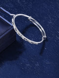 Push-pull adjustment silver bracelet