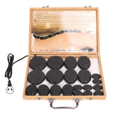 20 PCS Heated Basalt Rocks Fast Heating Round Massage Stones with Bamboo Box Electric Spa Hot Stones 220V AU Plug