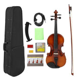 Violin Solid Wood Acoustic Music Instrument Electroacoustic EQ 4/4 for Beginners AVE03(Retro Color )