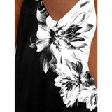 Black And White Floral Digital Print Casual Camisole