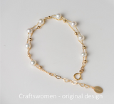 Women's natural freshwater pearl double bracel
