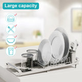 1PCS Dish Drying Utensils Drainer With Drain Basket Countertop Dinnerware Organizer Kitchen Storage Rack